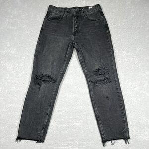 Free People We The Free Jeans Womens 27 BlackHigh-Rise Skinny Distressed Raw Hem